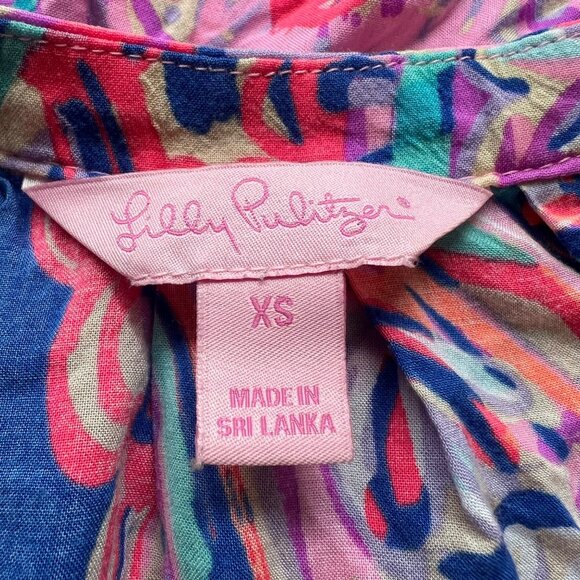 Lilly Pulitzer Size XS Blue Current Drop Me A Lime Dev Paisley Tank Mini Dress - Picture 4 of 11